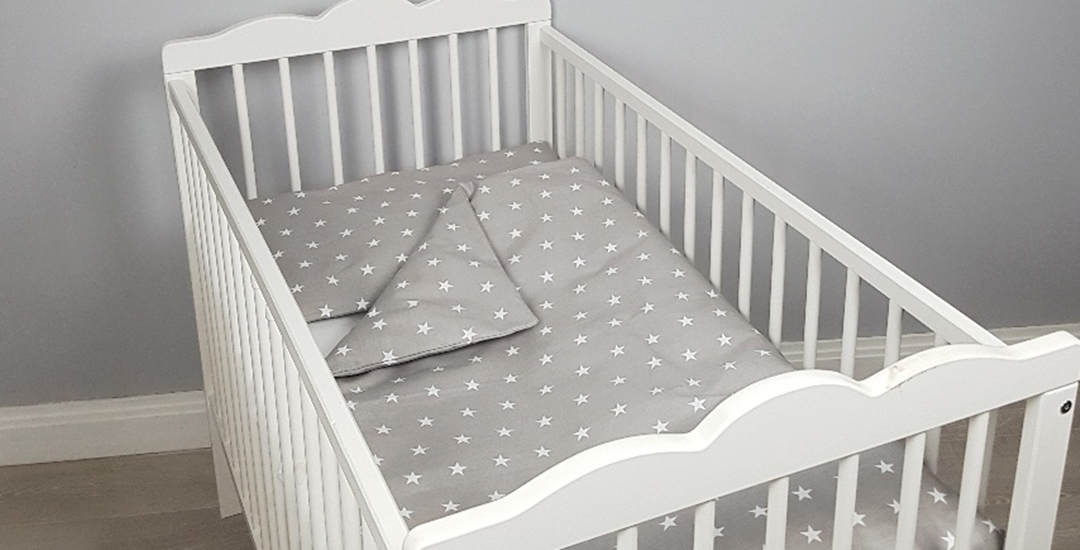 Grey and white star cot bedding store